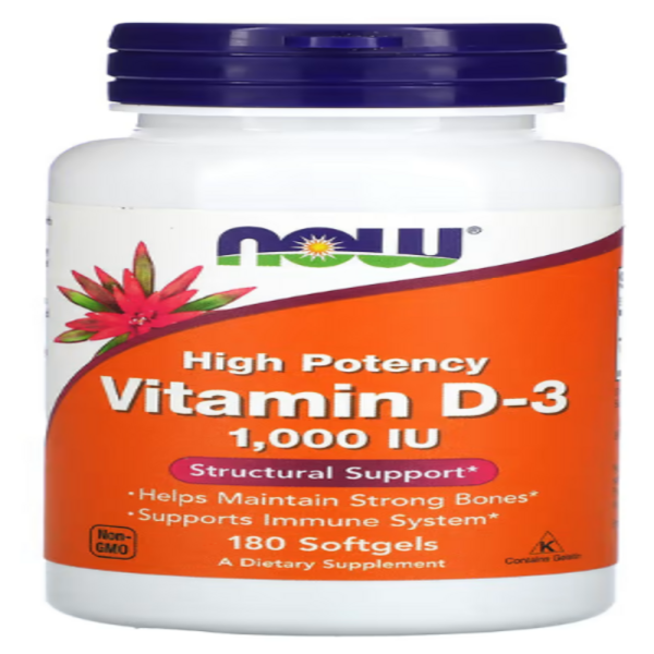 NOW Foods, Vitamin D-3, High Potency, 1,000 IU, 180 Softgels