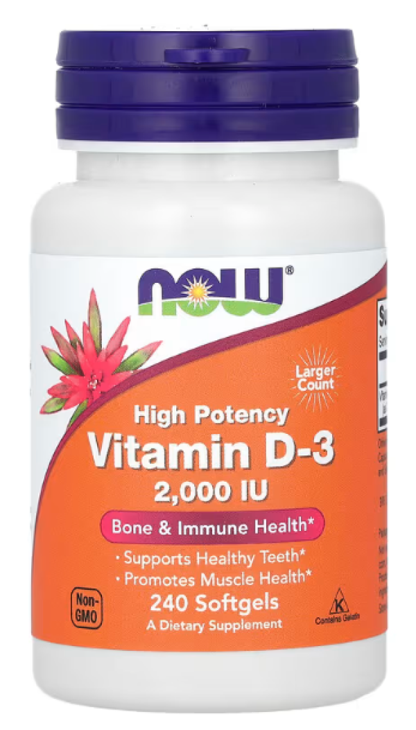 NOW Foods, Vitamin D-3, High Potency, 2,000 IU, 240 Softgels