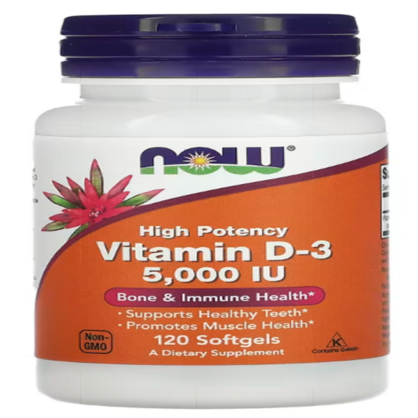 NOW Foods, Vitamin D-3, High Potency, 5,000 IU, 120 Softgels