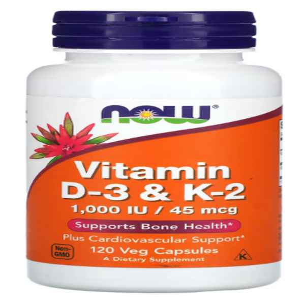 NOW Foods, Vitamin D-3 & K-2, 120 Veg Capsules