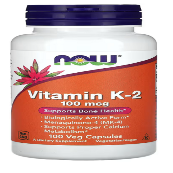 NOW Foods, Vitamin K-2, 100 mcg, 100 Veg Capsules