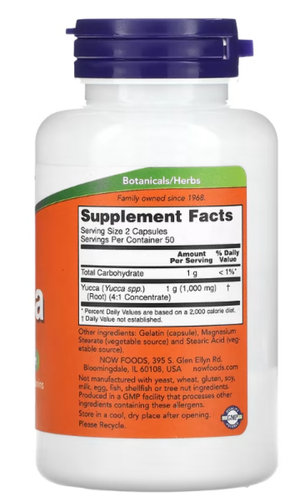 NOW Foods, Yucca, 500 mg, 100 Capsules