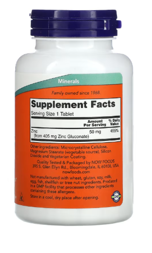 NOW Foods, Zinc, 50 mg, 250 Tablets