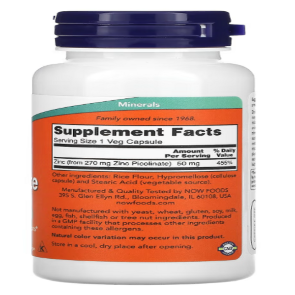 Now Foods, Zinc Picolinate, 50 mg, 120 Capsules
