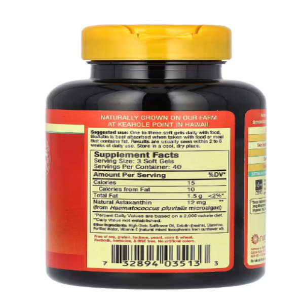 Nutrex Hawaii, BioAstin, Hawaiian Astaxanthin, 12 mg, 120 Soft Gels (4 mg per Soft Gel)