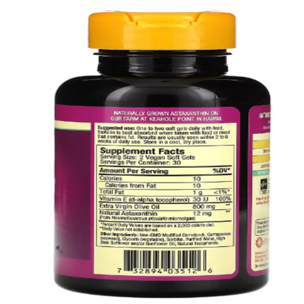 Nutrex Hawaii, BioAstin Supreme, Hawaiian Astaxanthin, 6 mg, 60 Vegan Soft Gels