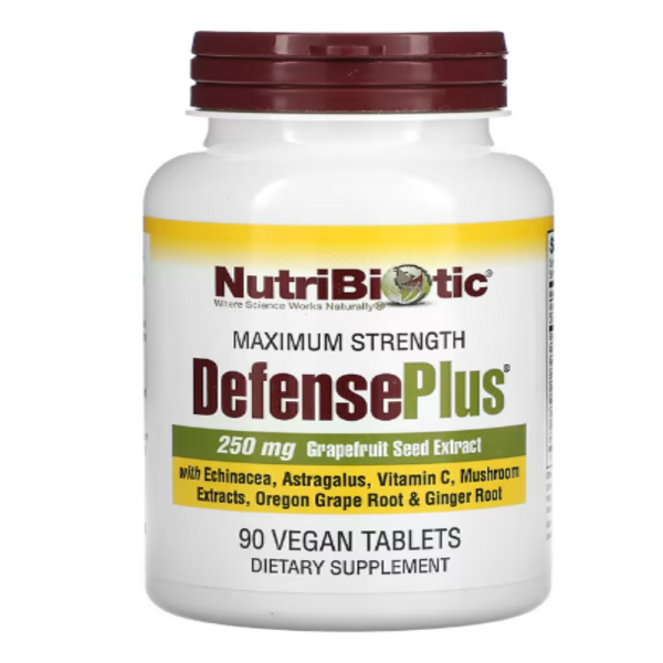 NutriBiotic, DefensePlus, Maximum Strength, 250 mg, 90 Vegan Tablets