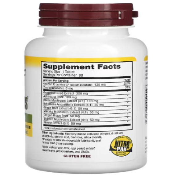 NutriBiotic, DefensePlus, Maximum Strength, 250 mg, 90 Vegan Tablets
