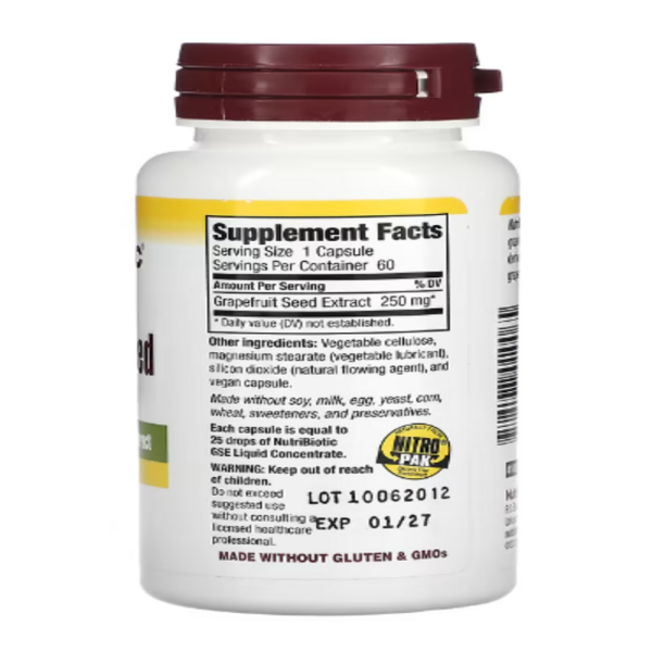 NutriBiotic, Grapefruit Seed Extract, 250 mg, 60 Capsules