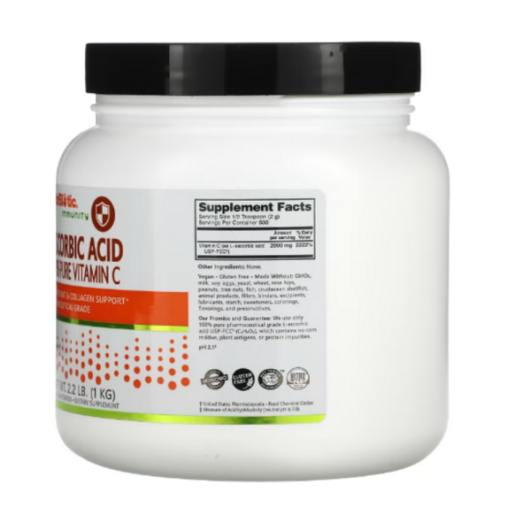 NutriBiotic, Immunity, Ascorbic Acid, 100% Pure Vitamin C, Crystalline Powder, 2.2 lb (1 kg)