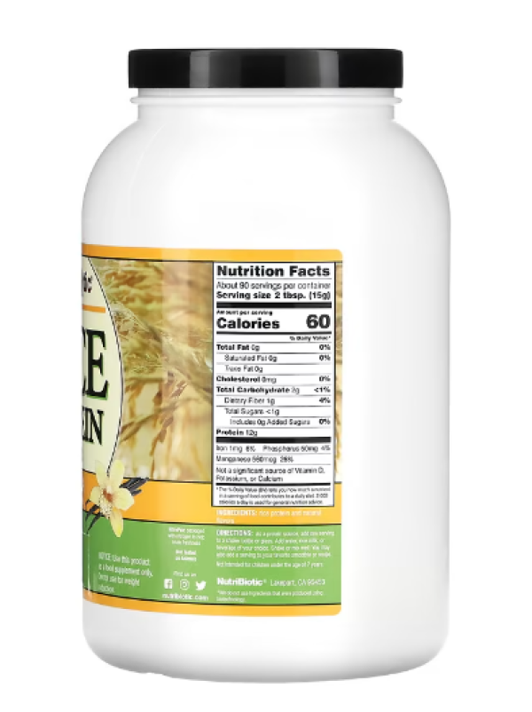 NutriBiotic, Rice Protein Powder, Vanilla, 3 lb (1.36 kg)