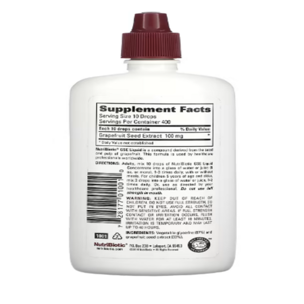 NutriBiotic, Vegan GSE Grapefruit Seed Extract, Liquid Concentrate, 4 fl oz (118 ml)