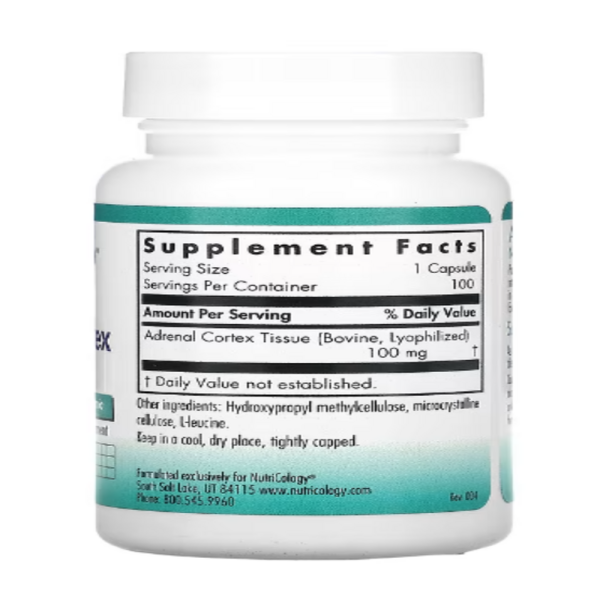 Nutricology, Adrenal Cortex, Natural Glandular, 100 Vegicaps