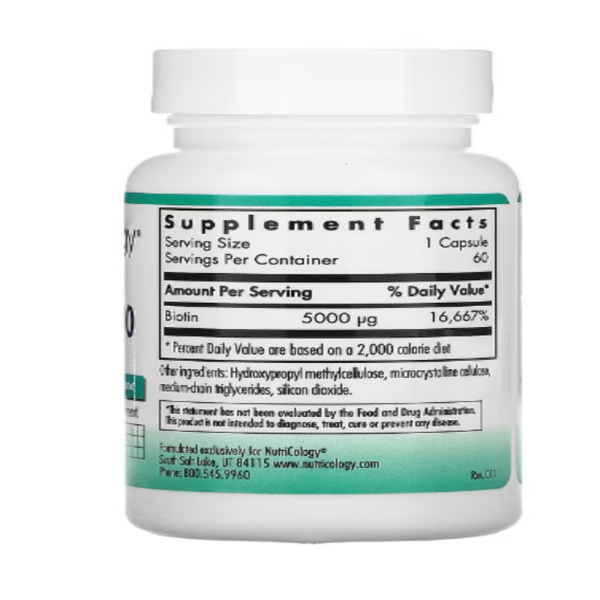 Nutricology, Biotin 5000, 60 Vegetarian Capsules