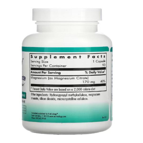 Nutricology, Magnesium Citrate, 90 Vegetarian Capsules