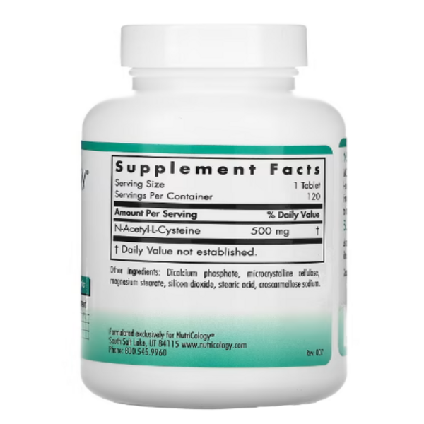 Nutricology, NAC N-Acetyl-L-Cysteine, 120 Tablets