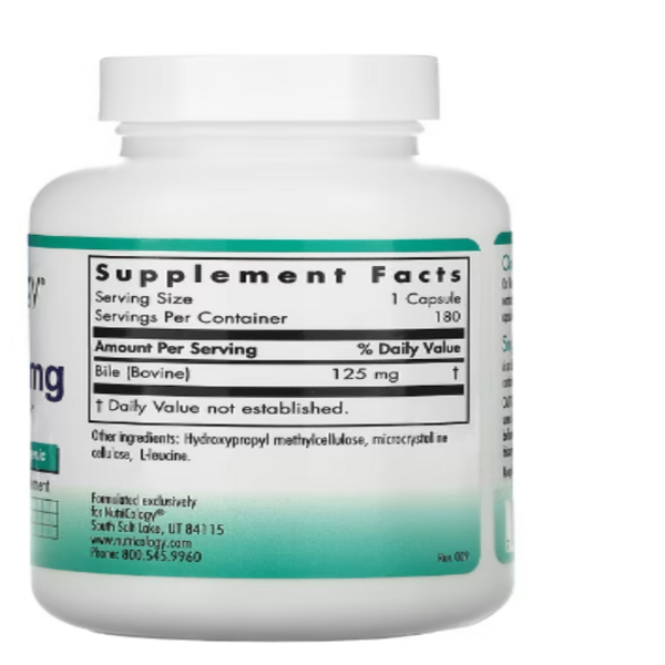 Nutricology, Ox Bile, 125 mg, 180 Vegicaps