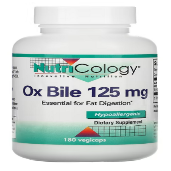 Nutricology, Ox Bile, 125 mg, 180 Vegicaps