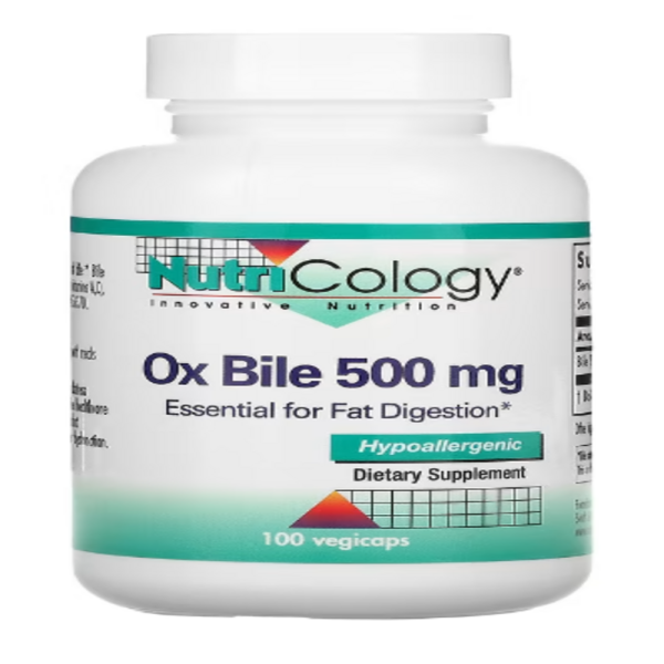 Nutricology, Ox Bile, 500 mg, 100 Vegicaps