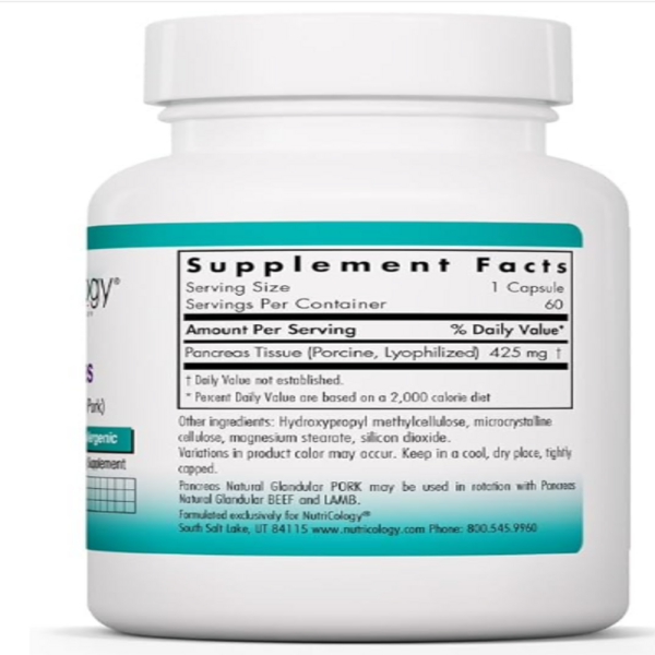 NutriCology Pancreas Natural Glandular (Pork) 60 Veggie Caps