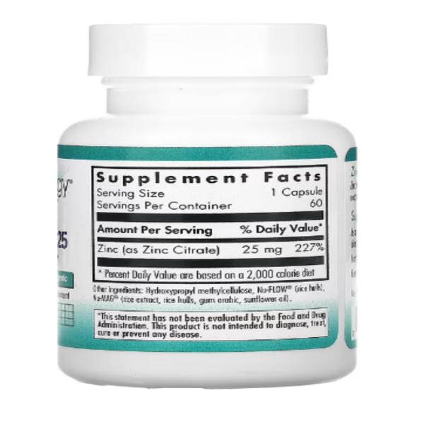 Nutricology, Zinc Citrate 25, 60 Vegetarian Capsules