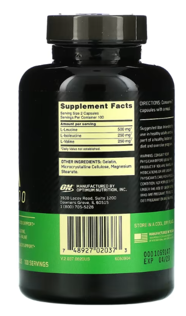 Optimum Nutrition, BCAA 1000, 1,000 mg, 200 Capsules