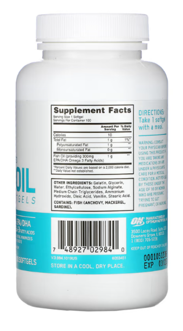 Optimum Nutrition, Enteric-Coated Fish Oil, 100 Softgels