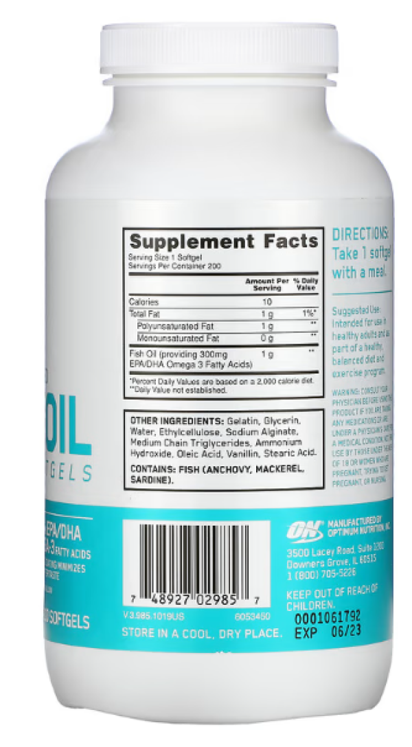 Optimum Nutrition, Enteric-Coated Fish Oil, 200 Softgels