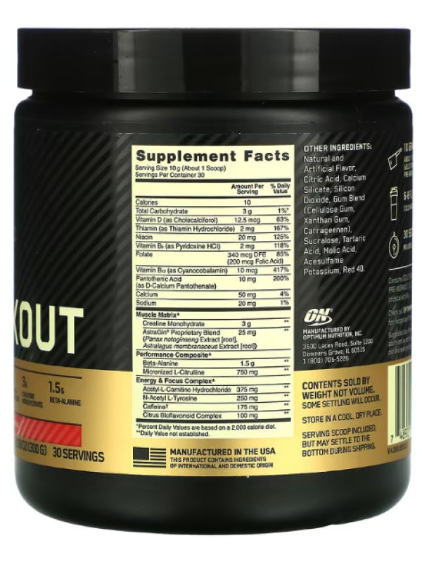 Optimum Nutrition, Gold Standard Pre-Workout, Fruit Punch, 10.58 oz (300 g)