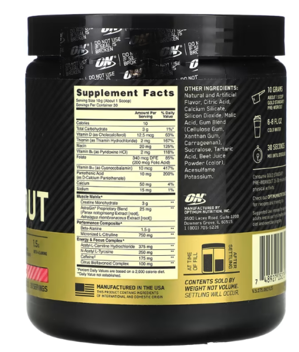 Optimum Nutrition, Gold Standard Pre-Workout, Watermelon Candy, 10.58 oz (300 g)