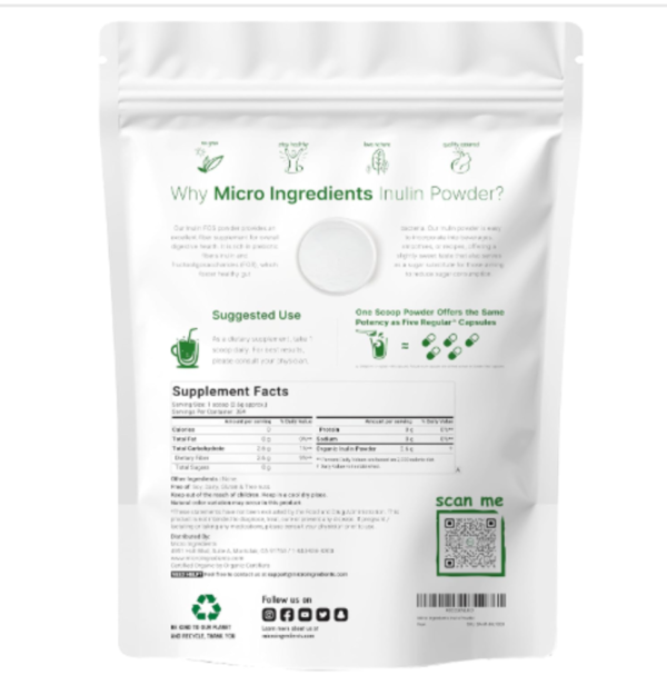 Micro Ingredients, Organic Inulin Powder, Unflavored, 2.2 lb (998 g)