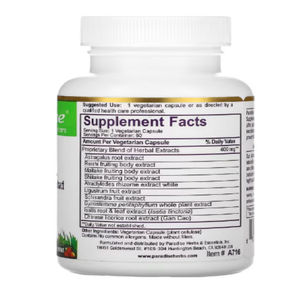 Paradise Herbs, A.R.M. Astragalus, Reishi Maitake Extract, 60 Vegetarian Capsules