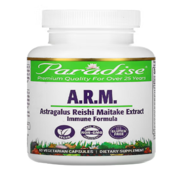Paradise Herbs, A.R.M. Astragalus, Reishi Maitake Extract, 60 Vegetarian Capsules