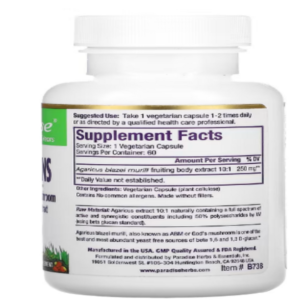 Paradise Herbs, Beta Glucans, 60 Vegetarian Capsules