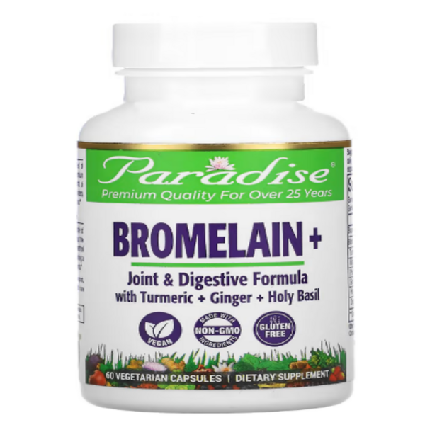 Paradise Herbs, Bromelain+, 60 Vegetarian Capsules
