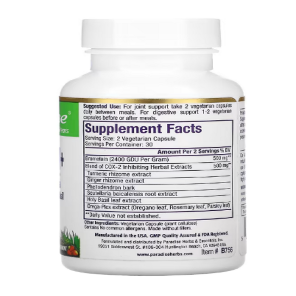 Paradise Herbs, Bromelain+, 60 Vegetarian Capsules