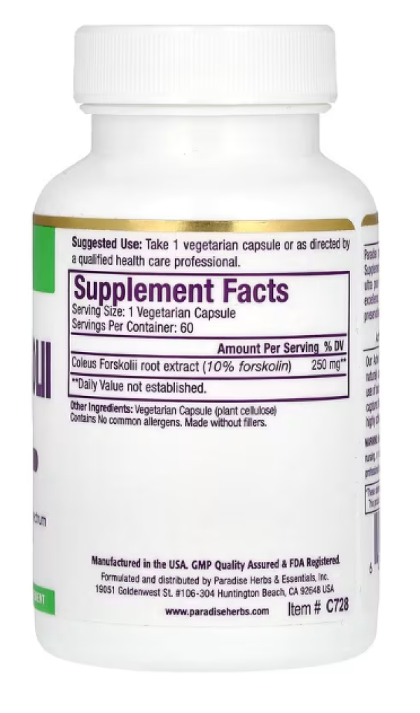 Paradise Herbs, Coleus Forskolii, 60 Vegetarian Capsules