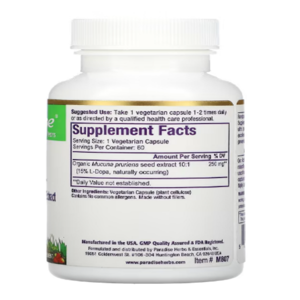 Paradise Herbs, Mucuna, 60 Vegetarian Capsules