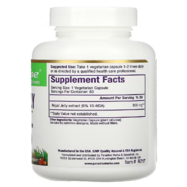 Paradise Herbs, Royal Jelly, 60 Vegetarian Capsules