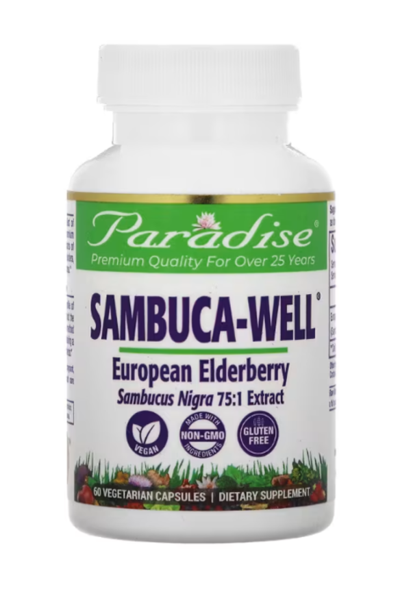 Paradise Herbs, Sambuca-Well, European Elderberry, 60 Vegetarian Capsules