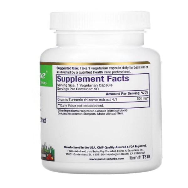 Paradise Herbs, Turmeric, 500 mg, 90 Vegetarian Capsules