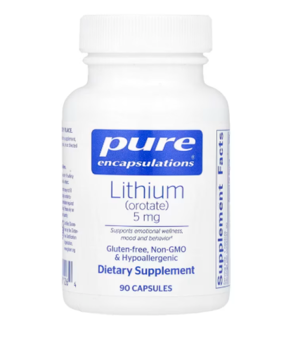 Pure Encapsulations, Lithium (Orotate), 5 mg, 90 Capsules