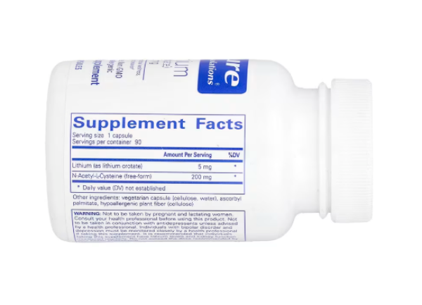 Pure Encapsulations, Lithium (Orotate), 5 mg, 90 Capsules