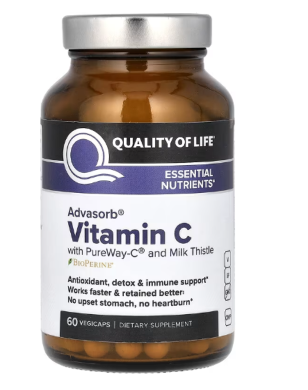 Quality of Life Labs, Advasorb, Vitamin C, 60 Vegicaps