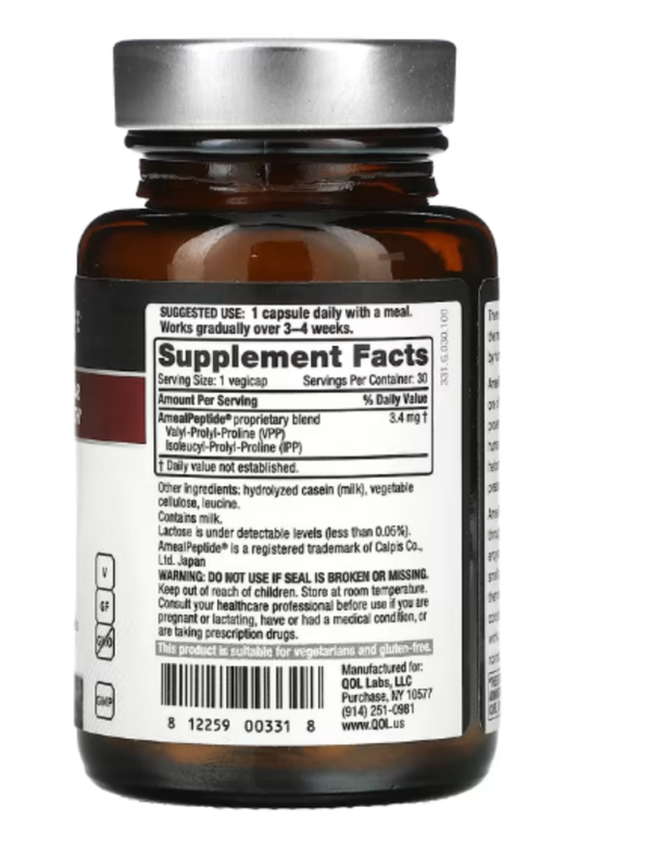 Quality of Life Labs, Ameal BP, Cardiovascular Health, 3.4 mg, 30 Vegicaps