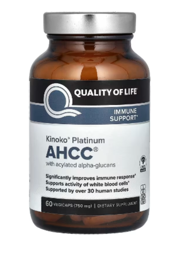 Quality of Life Labs, Kinoko Platinum AHCC, 750 mg, 60 Vegicaps