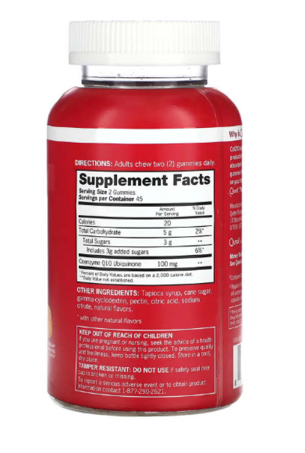 Qunol, CoQ10 Gummies, Creamy Orange, 100 mg, 90 Gummies (50 mg per Gummy)