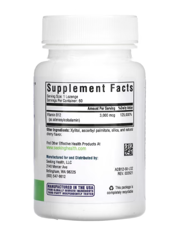 Seeking Health, Adeno B12, 3,000 mcg, 60 Lozenge