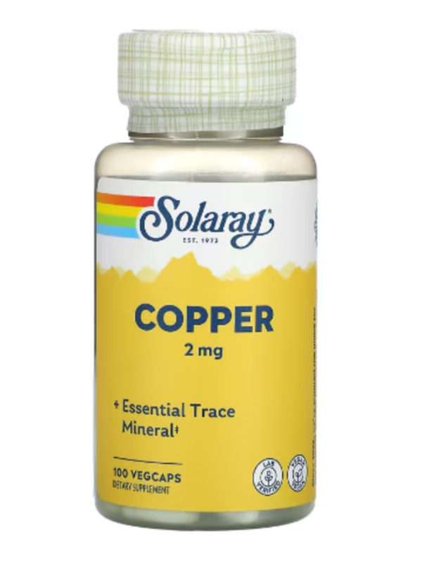 Solaray, Copper, 2 mg, 100 VegCaps
