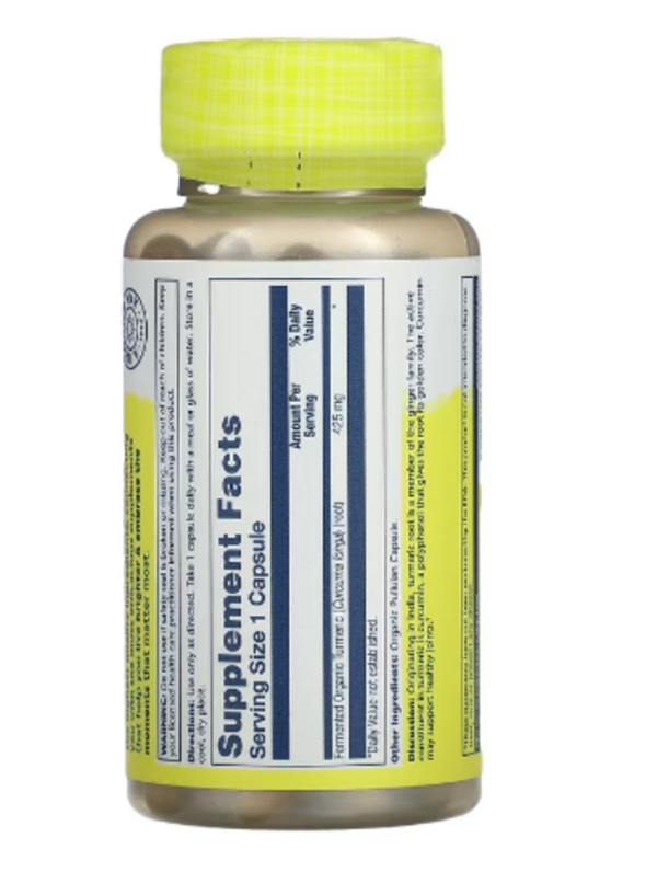 Solaray, Fermented Organic Turmeric, 425 mg, 100 Organic Capsules